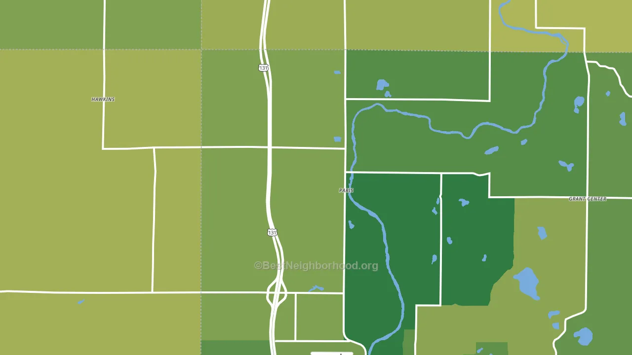 Paris, MI block-group voter-turnout map