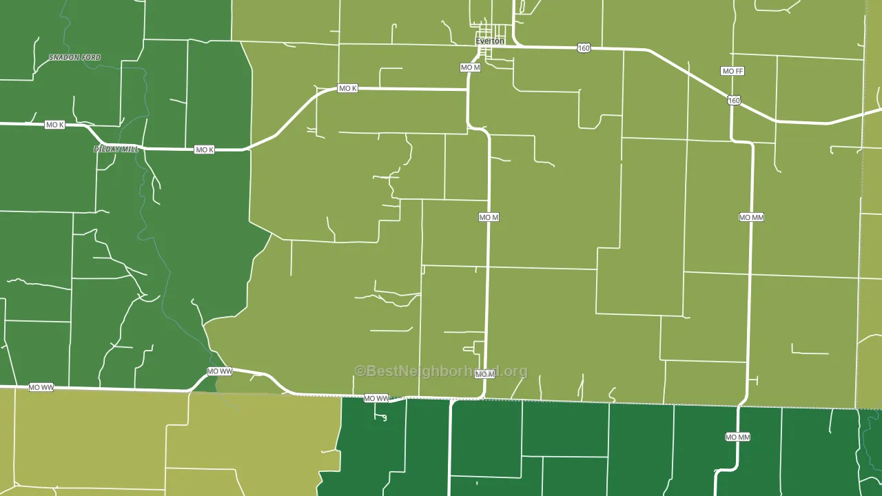 Paris Springs, MO block-group voter-turnout map