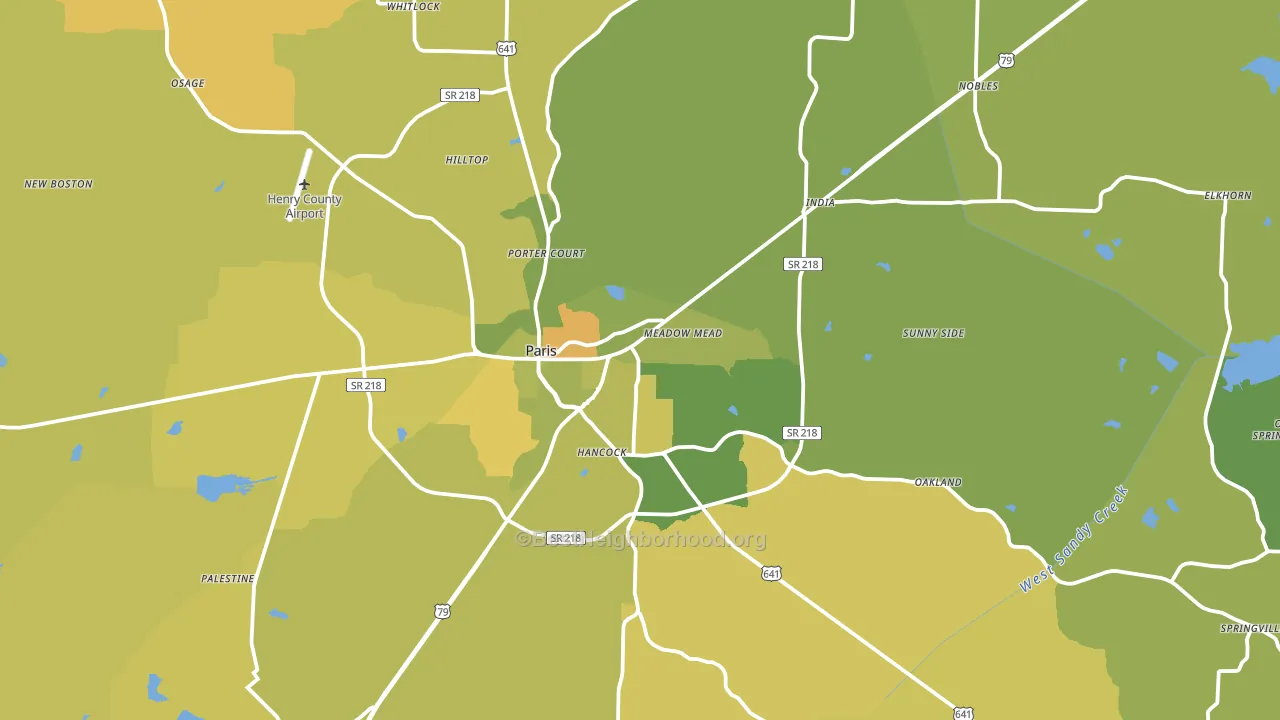 Paris, TN block-group voter-turnout map