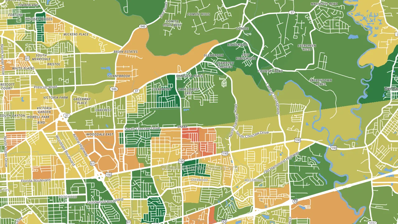 Park Forest-Louisiana North, Baton Rouge, LA block-group voter-turnout map