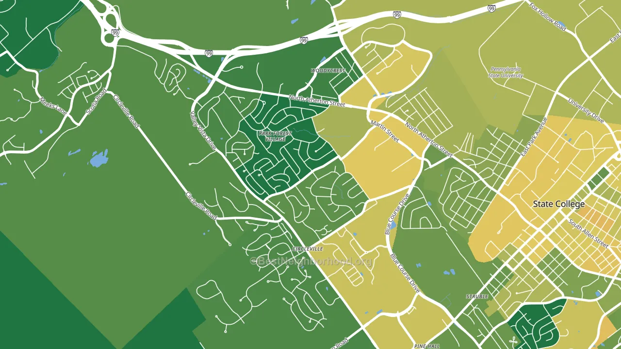 Park Forest Village, PA block-group voter-turnout map