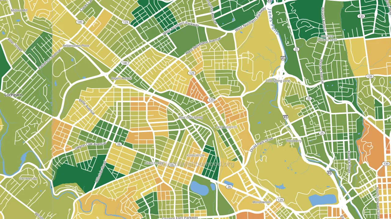 Park Heights, Baltimore, MD block-group voter-turnout map
