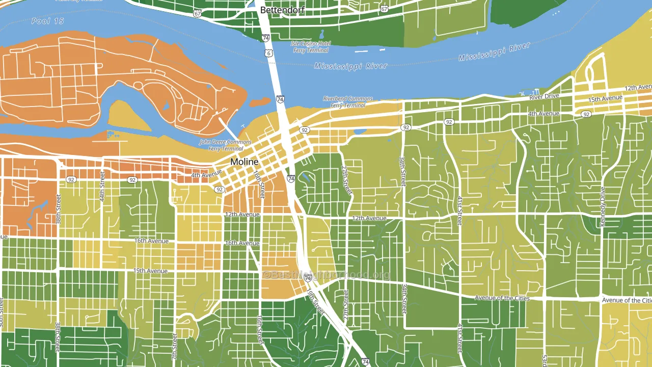 Park Hill, Moline, IL block-group voter-turnout map