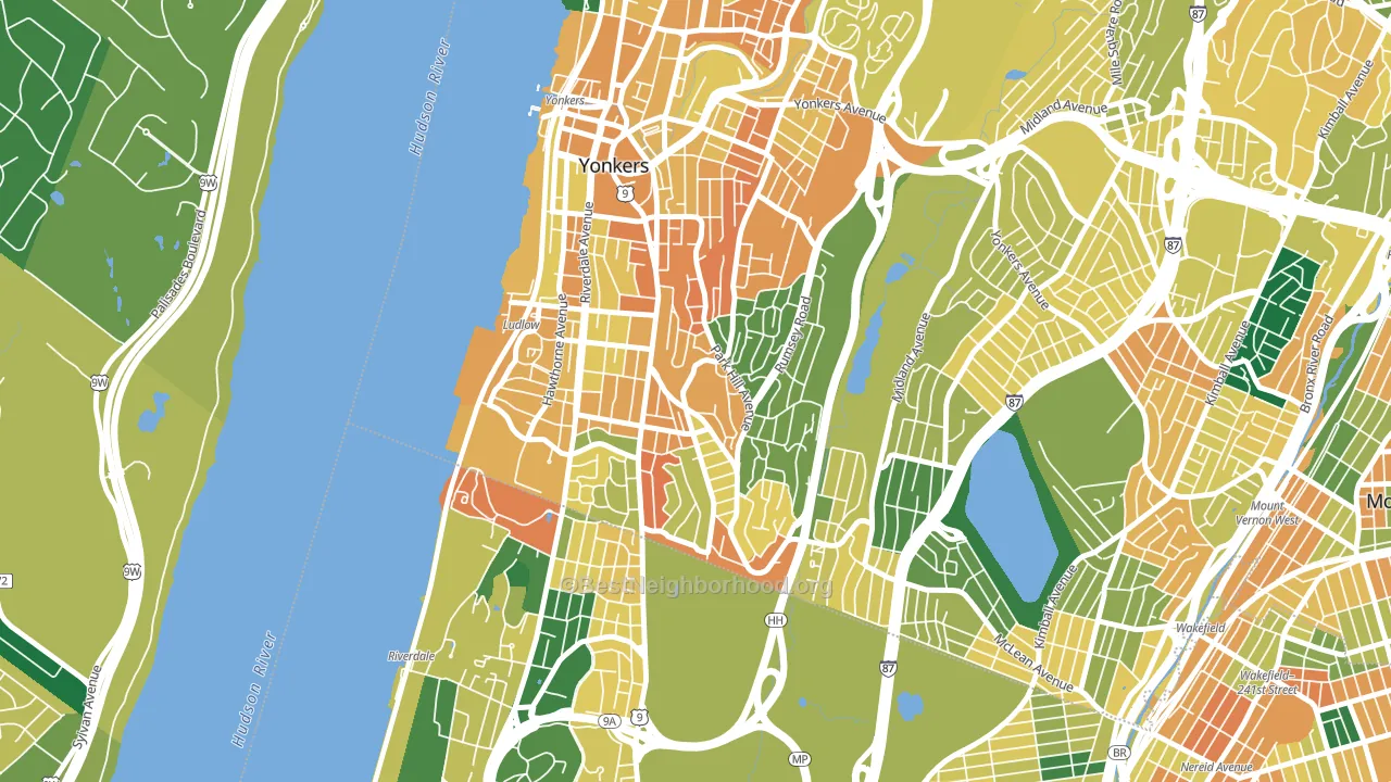 Park Hills, Yonkers, NY block-group voter-turnout map