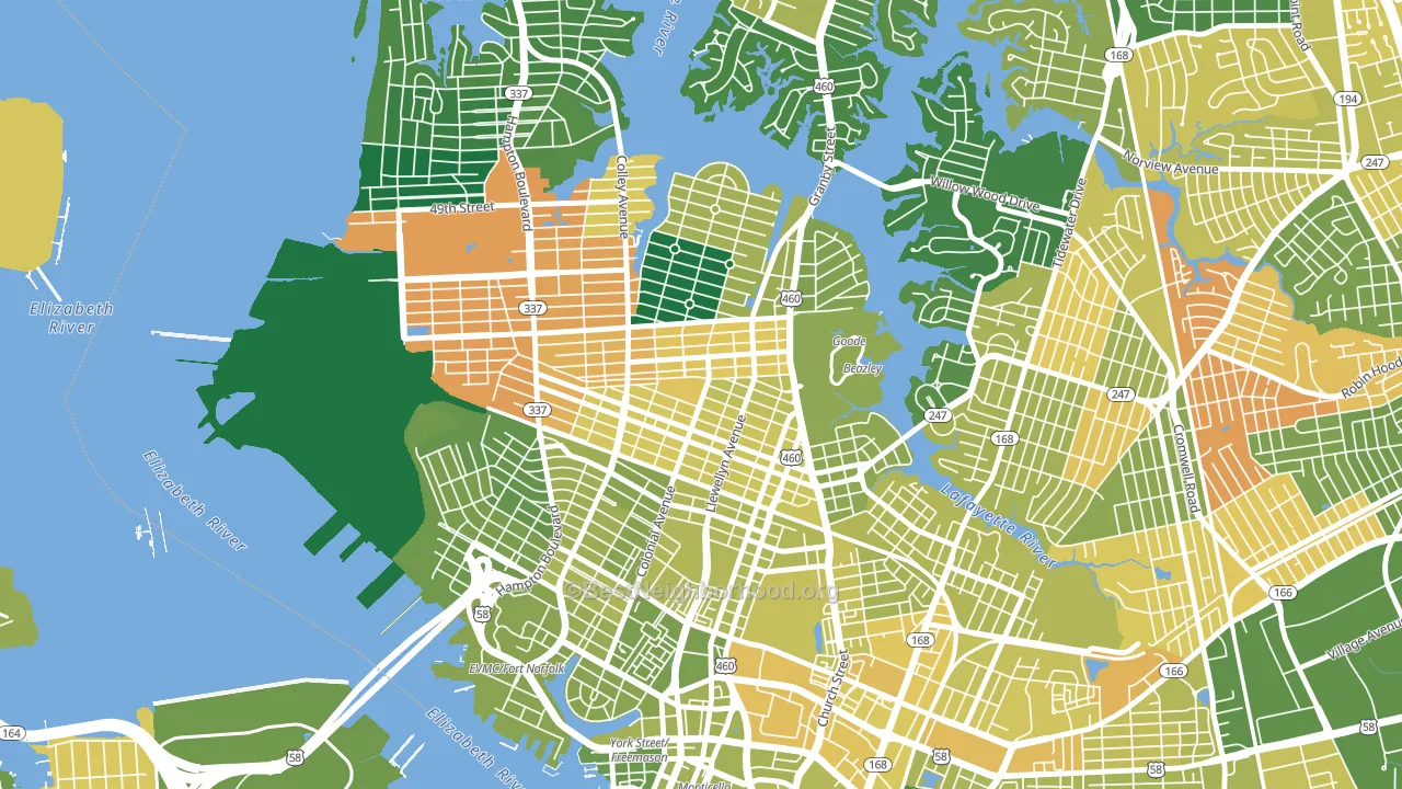 Park Place, Norfolk, VA block-group voter-turnout map
