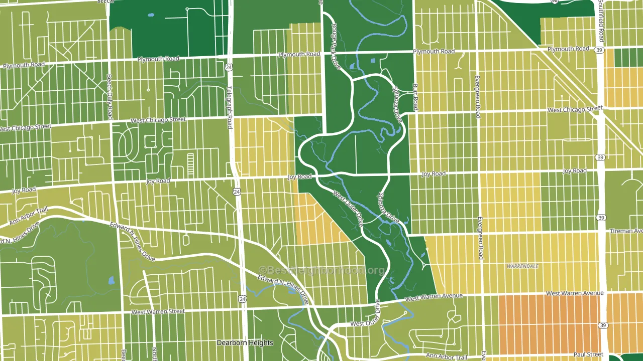 Park, Redford, MI block-group voter-turnout map