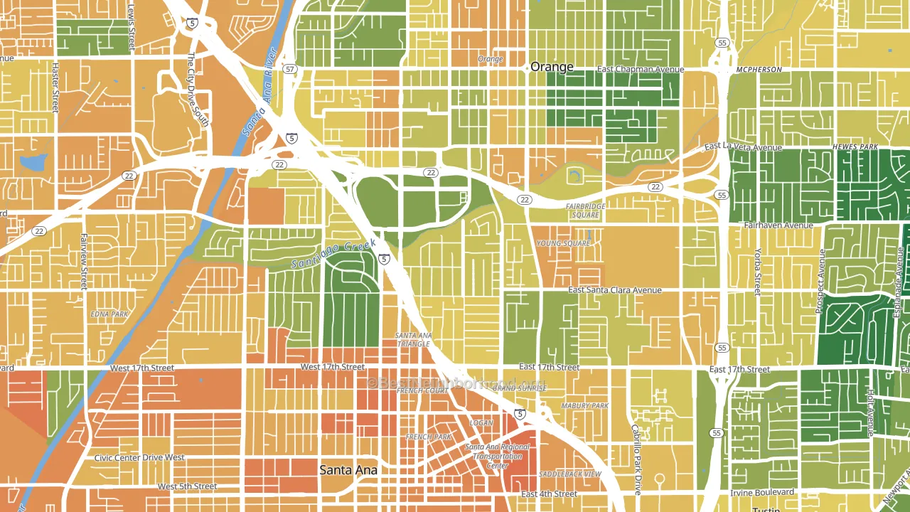 Park Santiago, Santa Ana, CA block-group voter-turnout map