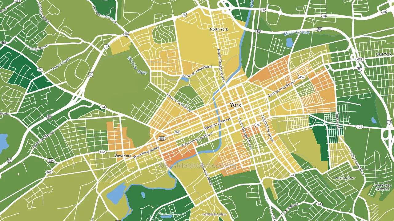 Park Village, York, PA block-group voter-turnout map
