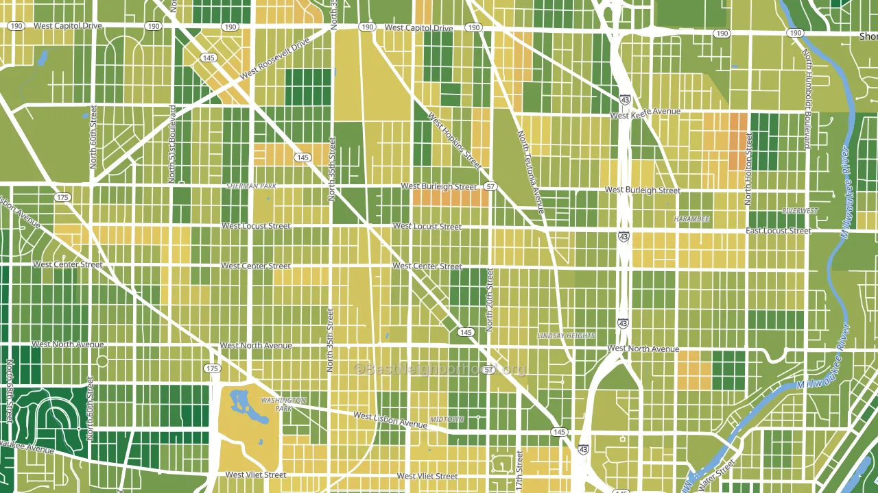 Park West, Milwaukee, WI block-group voter-turnout map