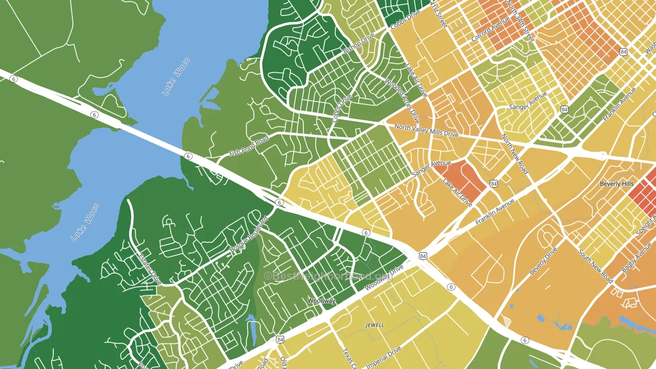 Parkdale Viking Hills, Waco, TX block-group voter-turnout map