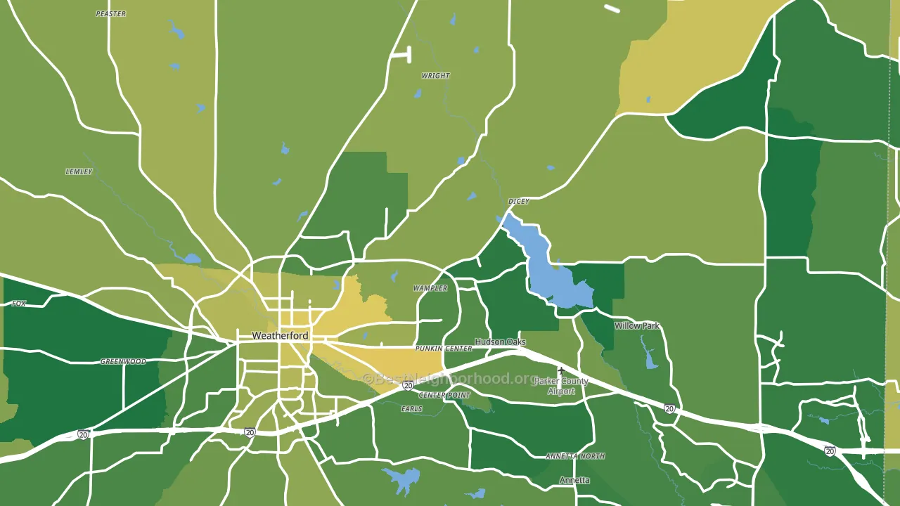 Parker County, TX block-group voter-turnout map