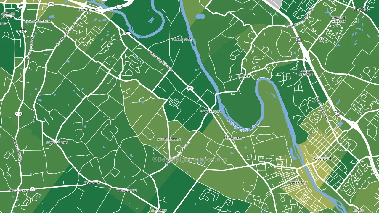 Parker Ford, PA block-group voter-turnout map