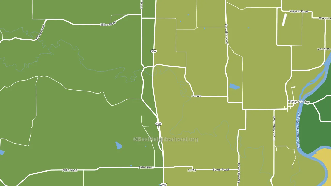 Parker, OR block-group voter-turnout map