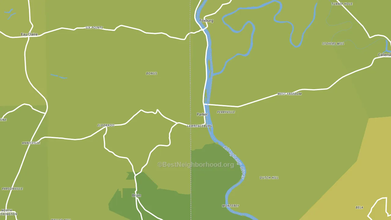Parker, PA block-group voter-turnout map