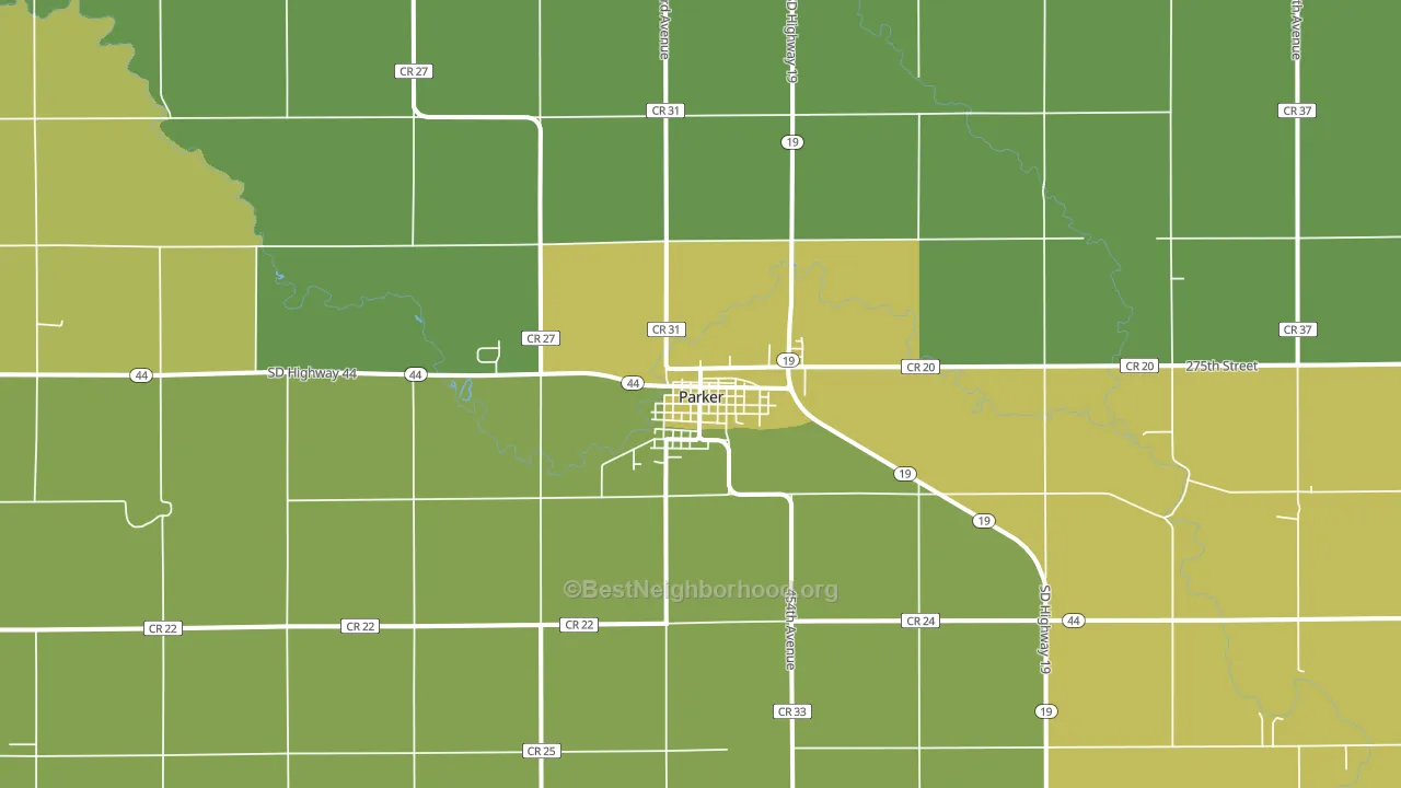 Parker, SD block-group voter-turnout map