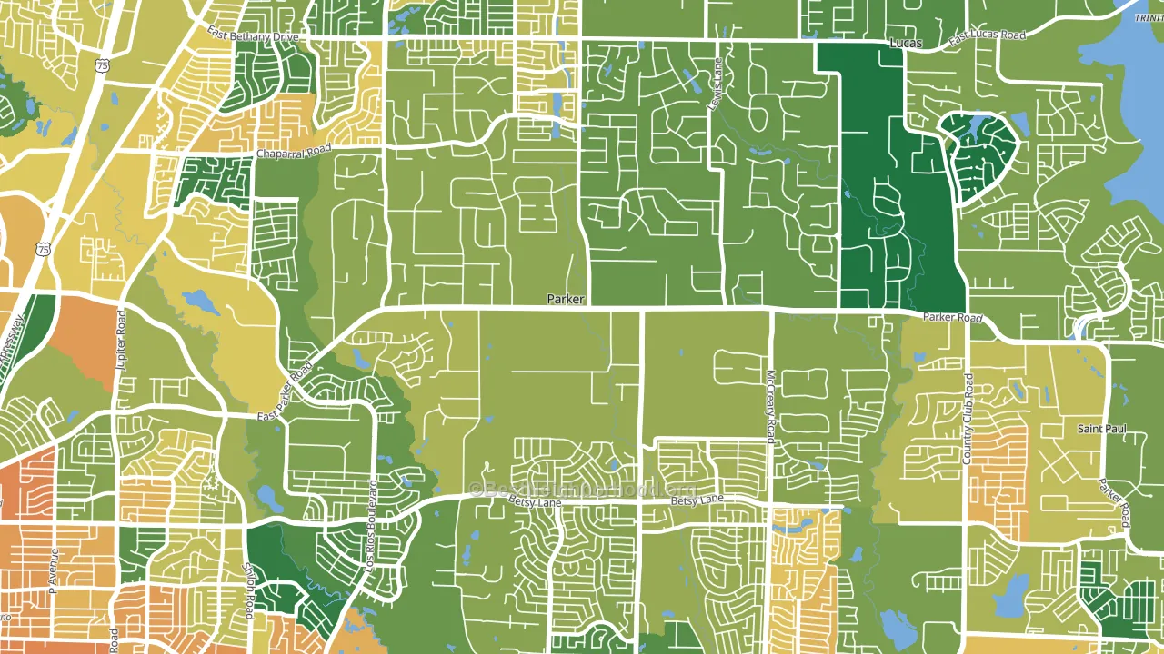 Parker, TX block-group voter-turnout map