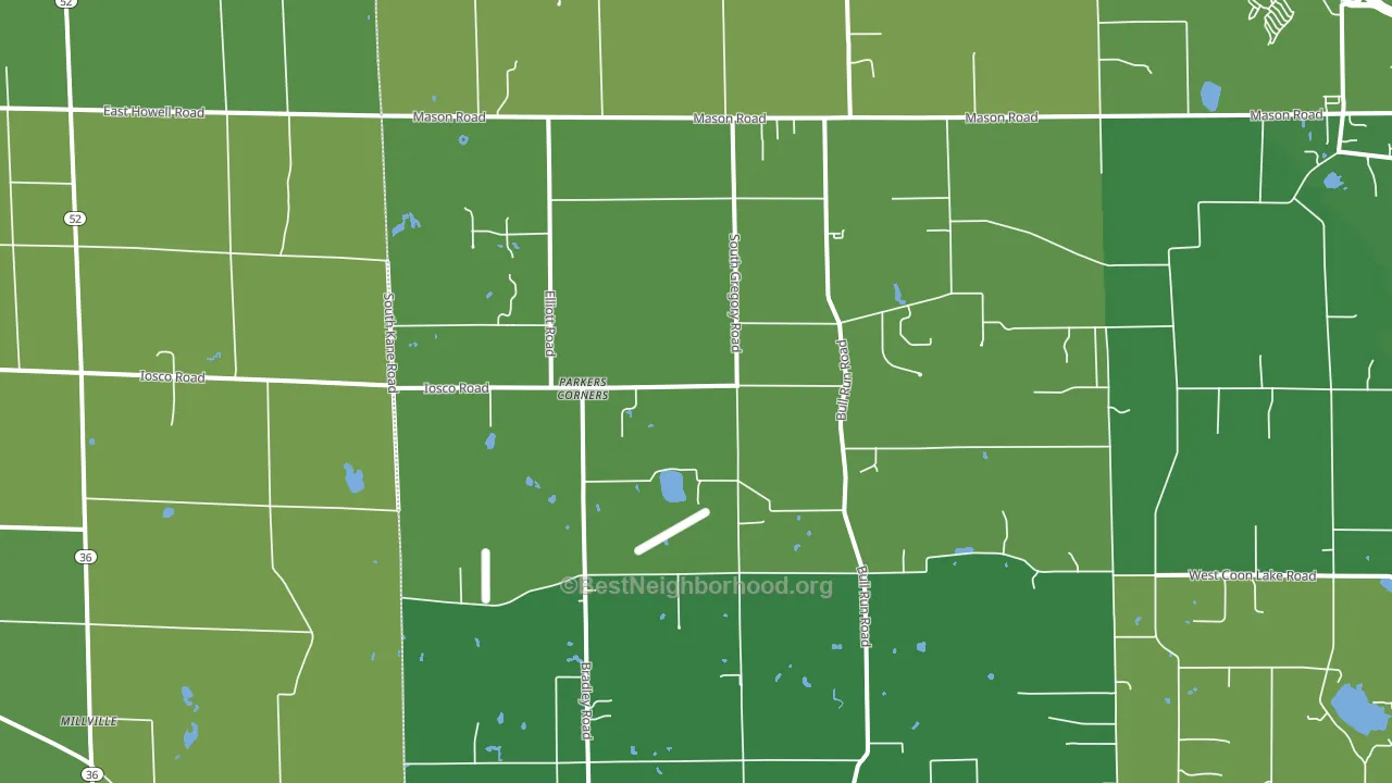 Parkers Corners, MI block-group voter-turnout map