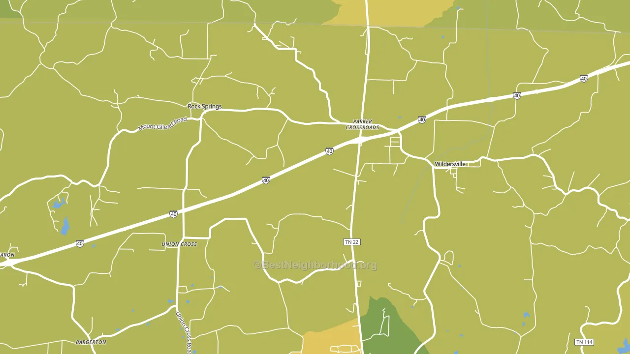 Parkers Crossroads, TN block-group voter-turnout map