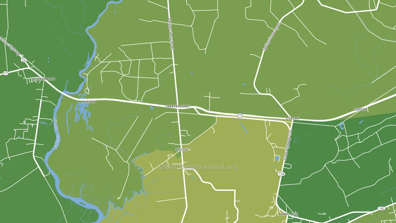 Parkers Ferry, SC block-group voter-turnout map