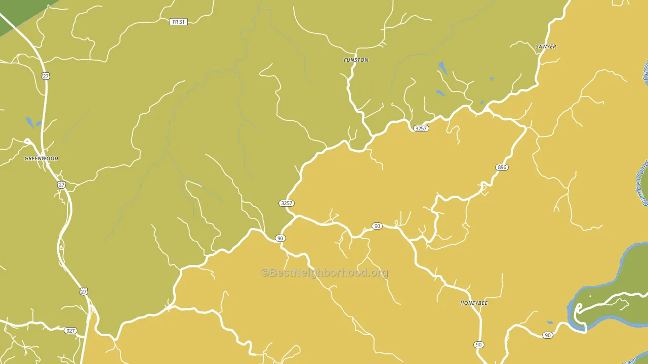Parkers Lake, KY block-group voter-turnout map
