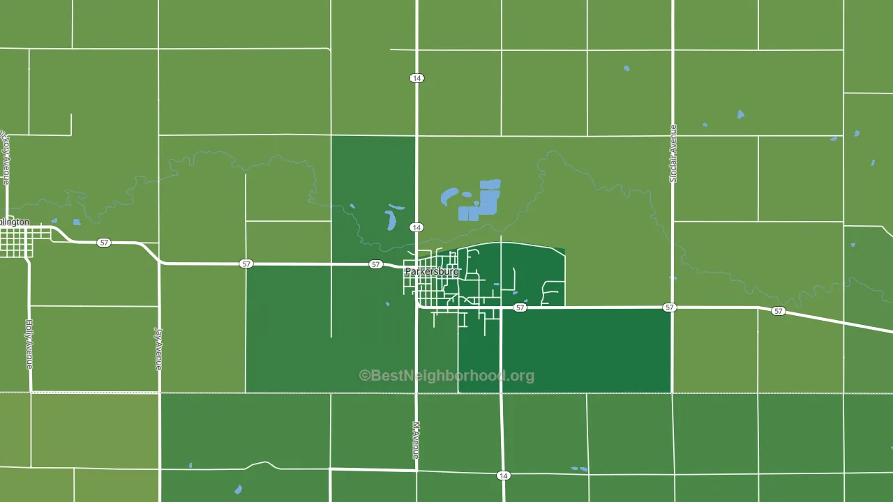 Parkersburg, IA block-group voter-turnout map