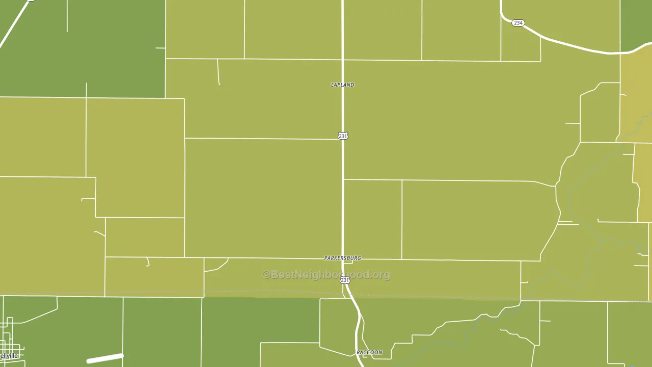 Parkersburg, IN block-group voter-turnout map