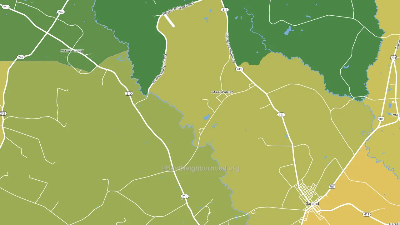 Parkersburg, NC block-group voter-turnout map