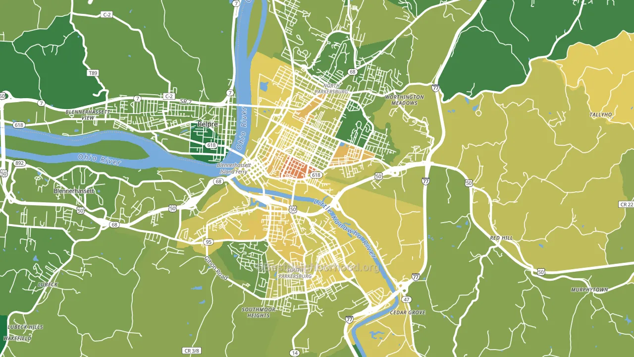 Parkersburg, WV block-group voter-turnout map