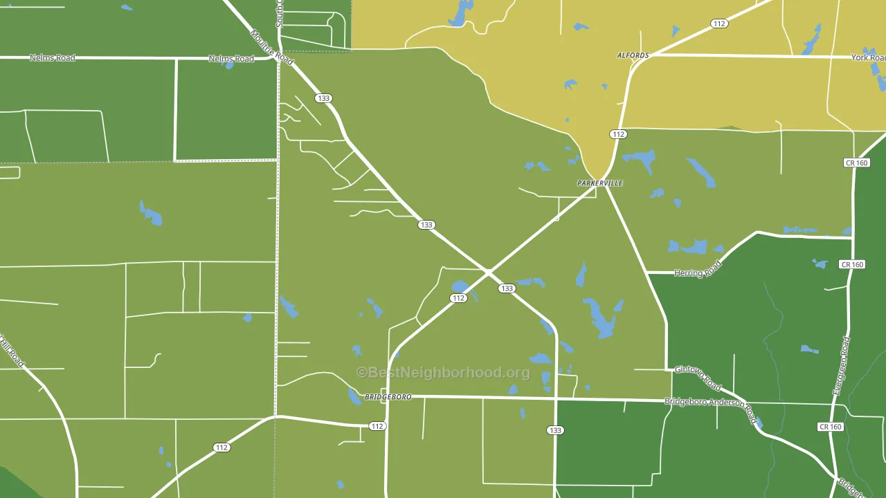 Parkerville, GA block-group voter-turnout map