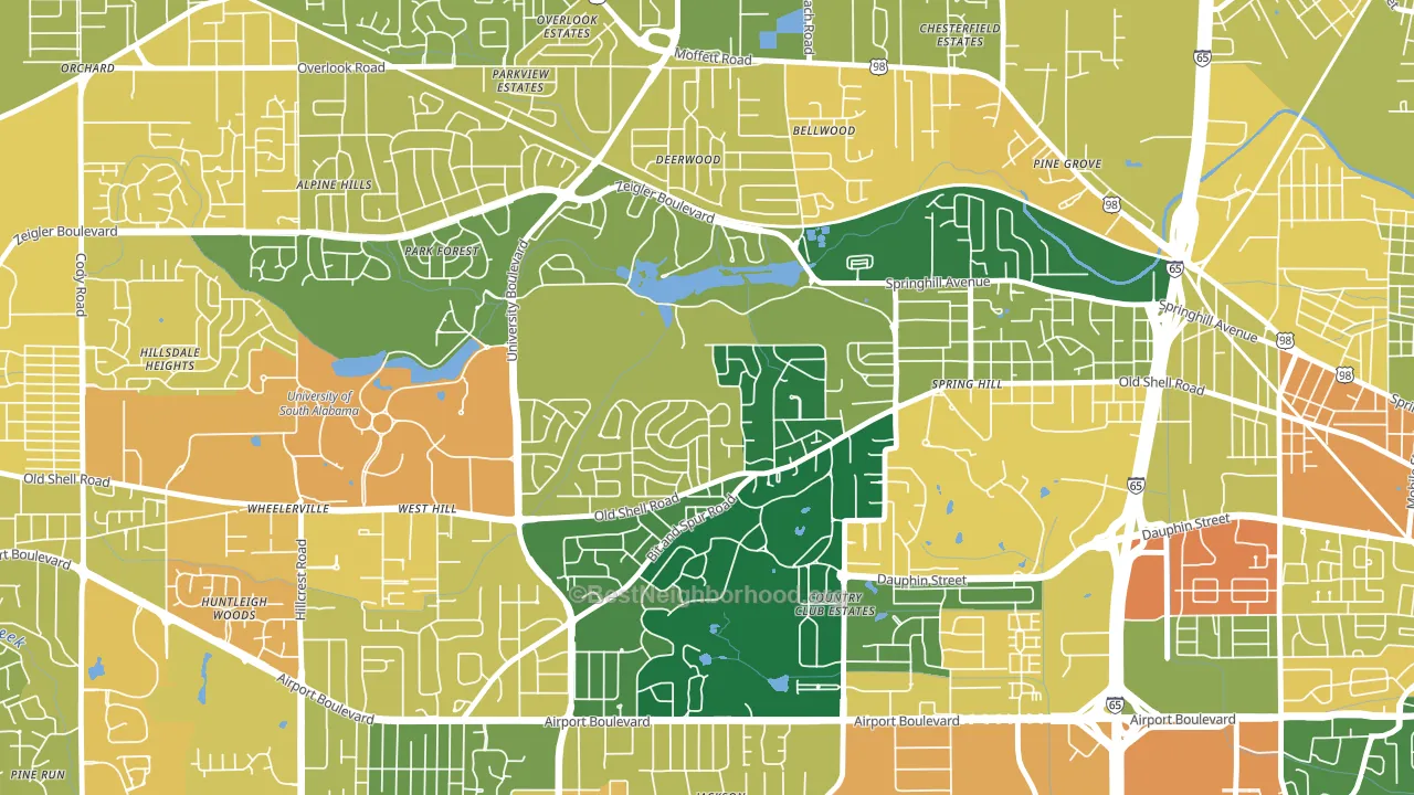 Parkhill, Mobile, AL block-group voter-turnout map
