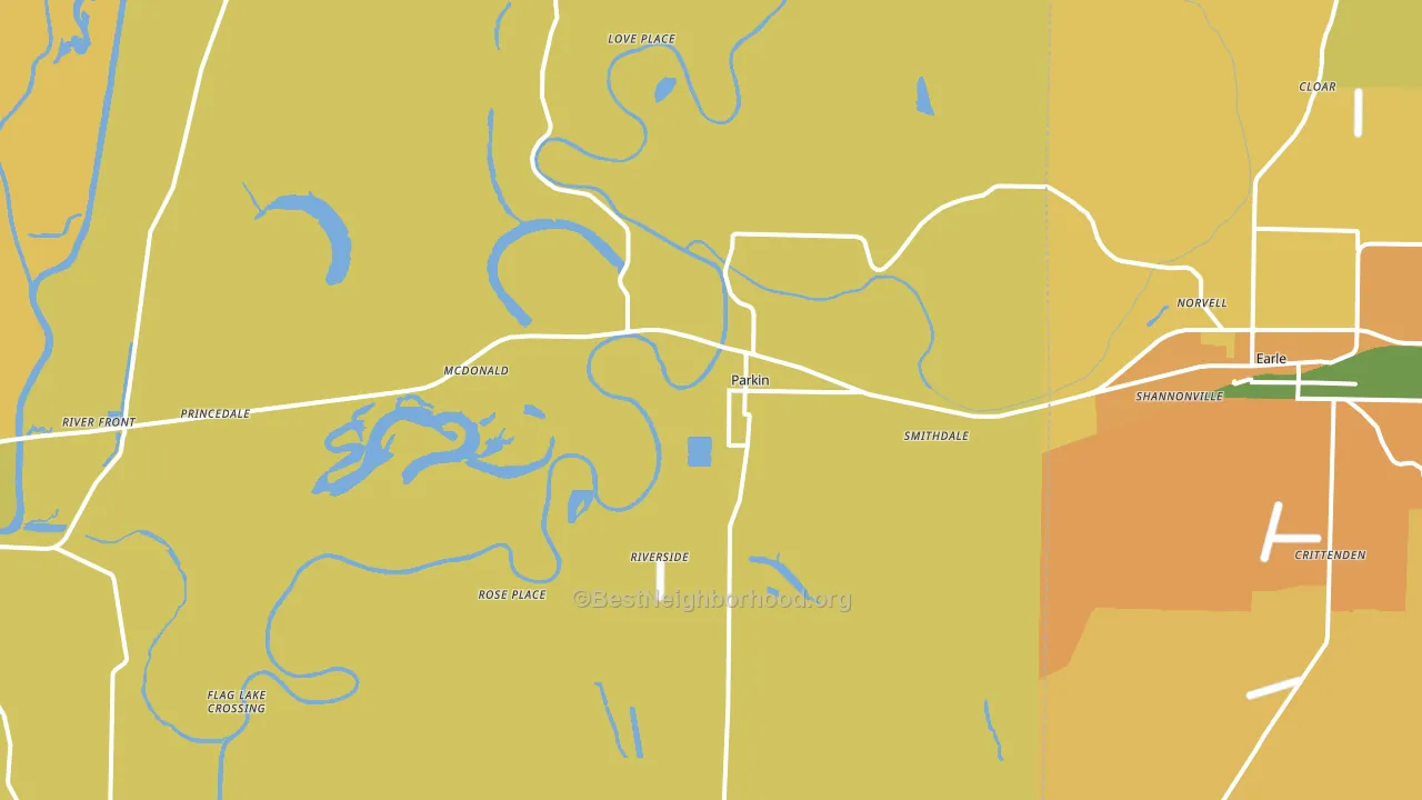 Parkin, AR block-group voter-turnout map
