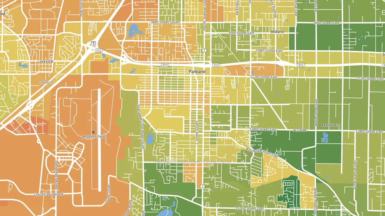 Parkland, WA block-group voter-turnout map