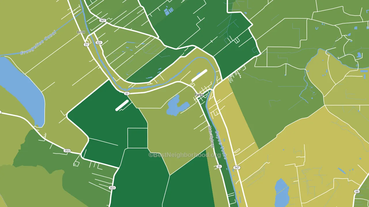 Parks, LA block-group voter-turnout map