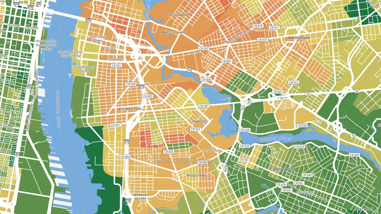 Parkside, Camden, NJ block-group voter-turnout map