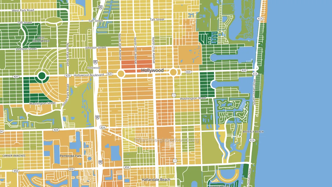 Parkside, Hollywood, FL block-group voter-turnout map