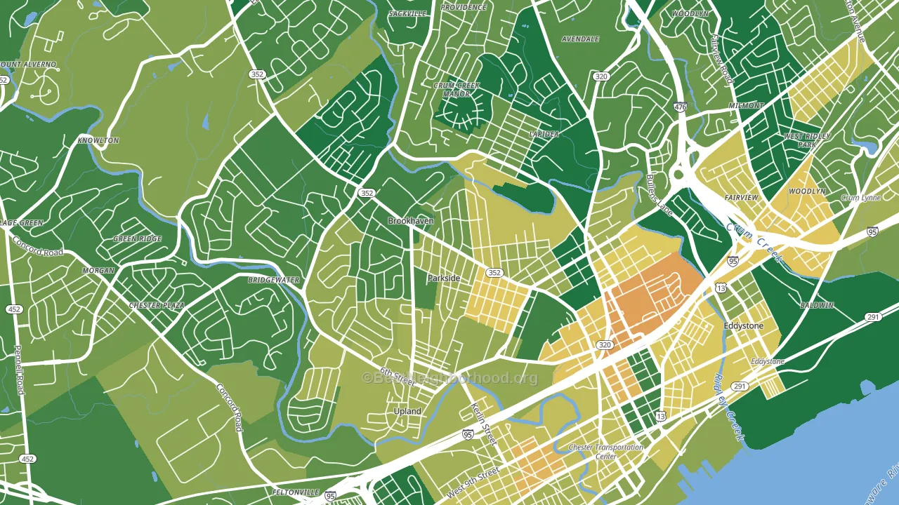 Parkside, PA block-group voter-turnout map