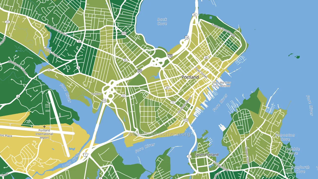 Parkside, Portland, ME block-group voter-turnout map