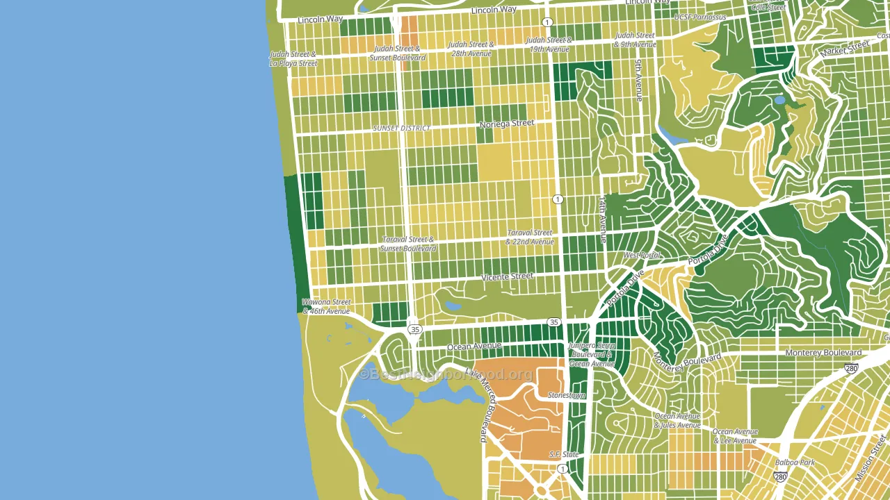 Parkside, San Francisco, CA block-group voter-turnout map