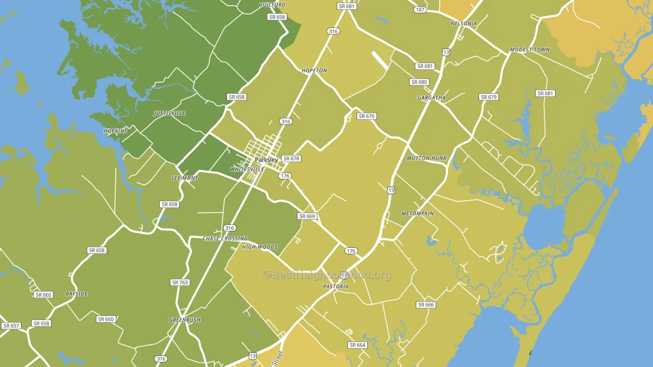 Parksley, VA block-group voter-turnout map