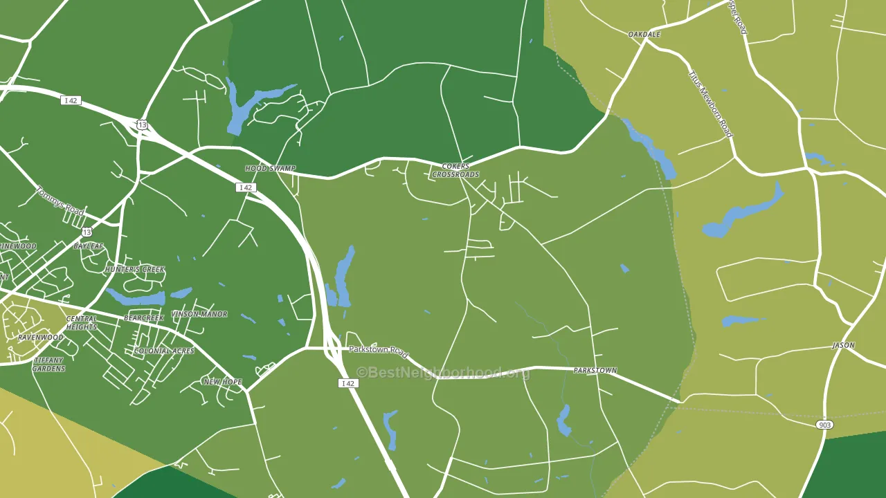 Parkstown, NC block-group voter-turnout map
