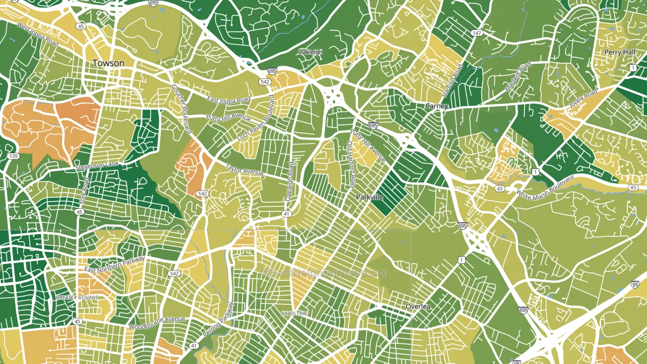 Parkville, MD block-group voter-turnout map