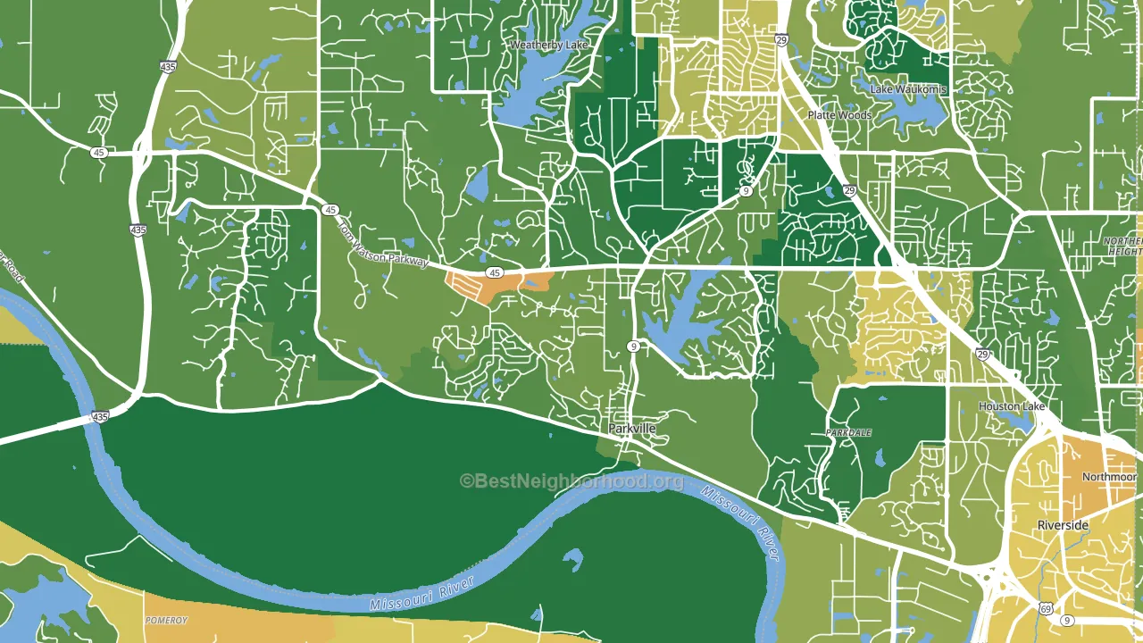 Parkville, MO block-group voter-turnout map