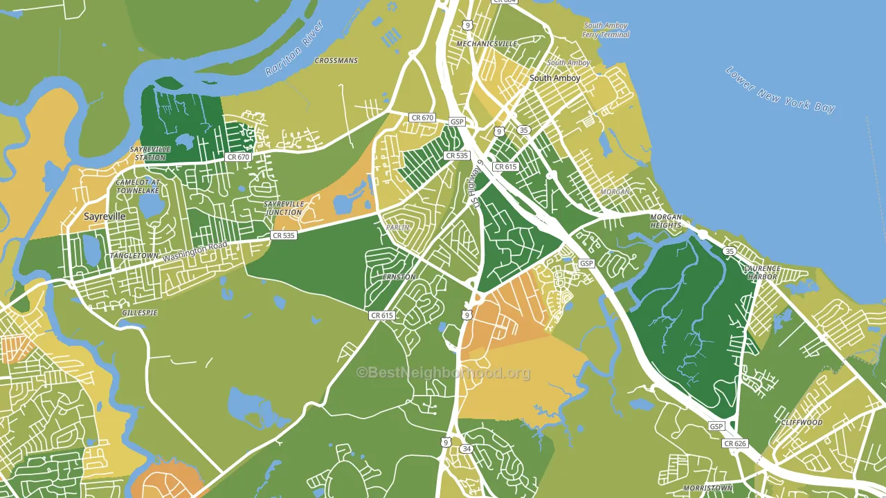 Parlin, NJ block-group voter-turnout map