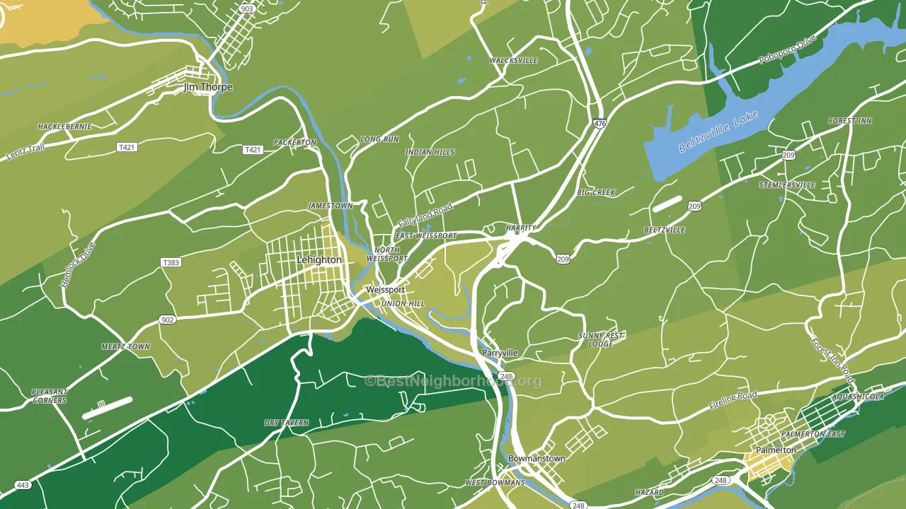 Parryville, PA block-group voter-turnout map