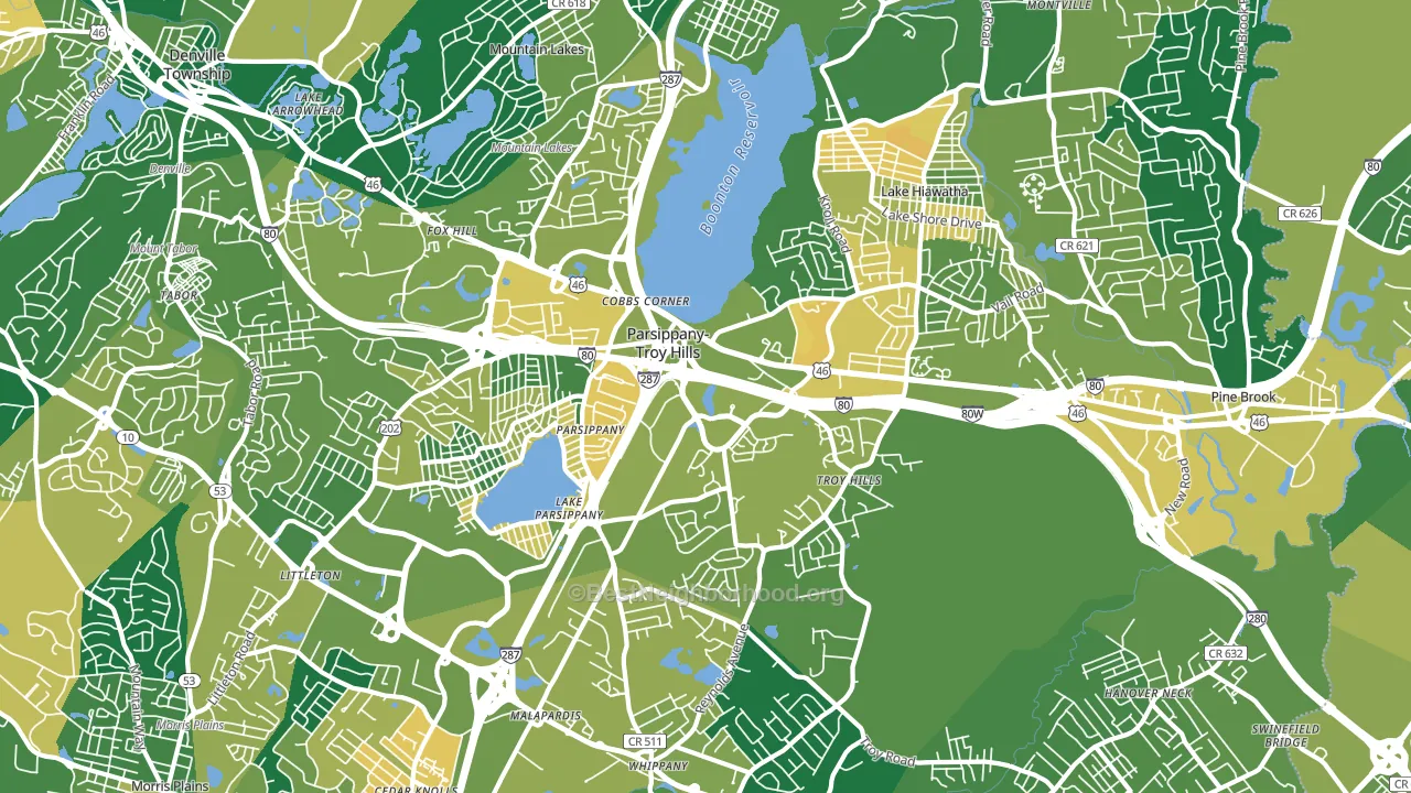 Parsippany, NJ block-group voter-turnout map