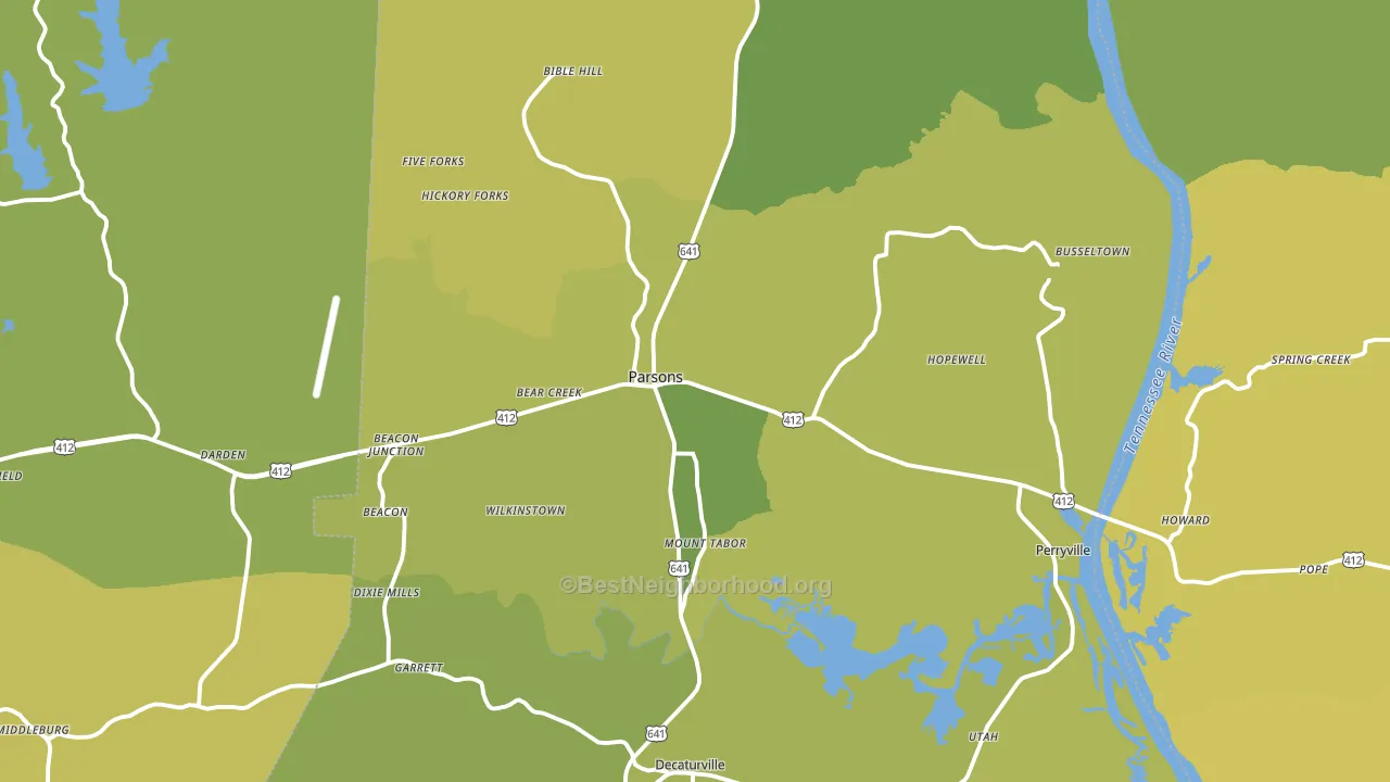 Parsons, TN block-group voter-turnout map
