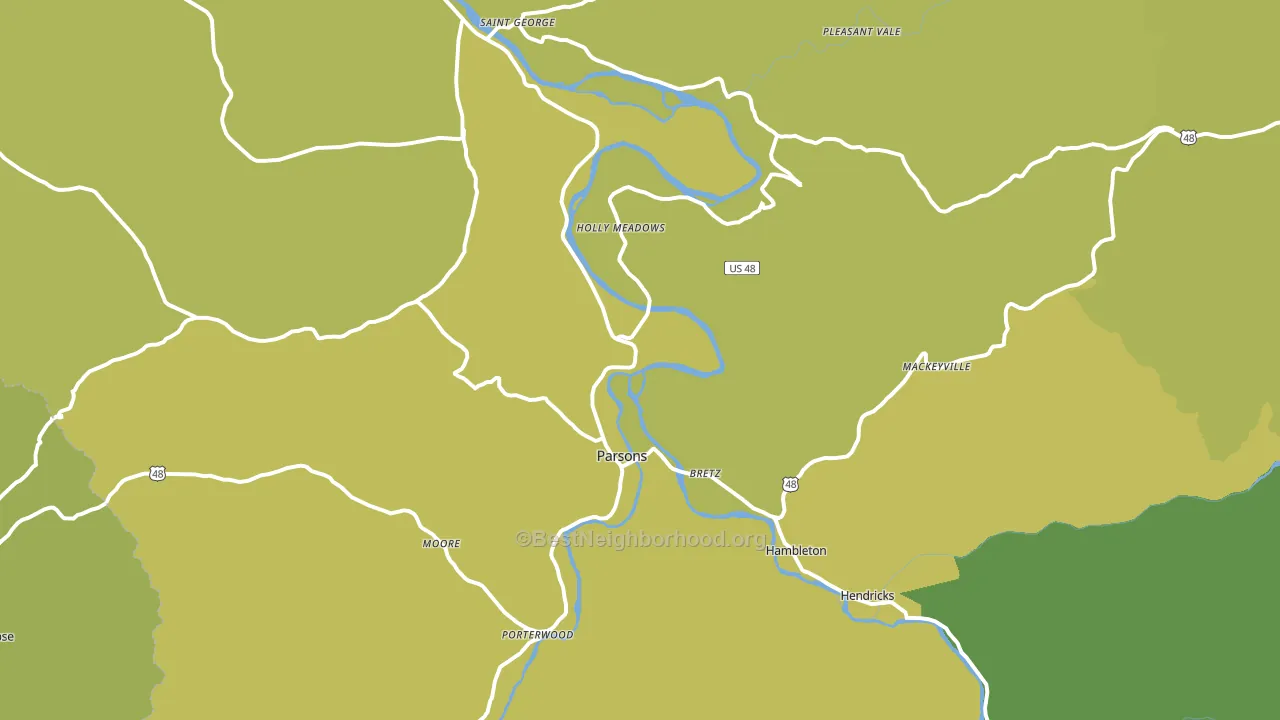 Parsons, WV block-group voter-turnout map