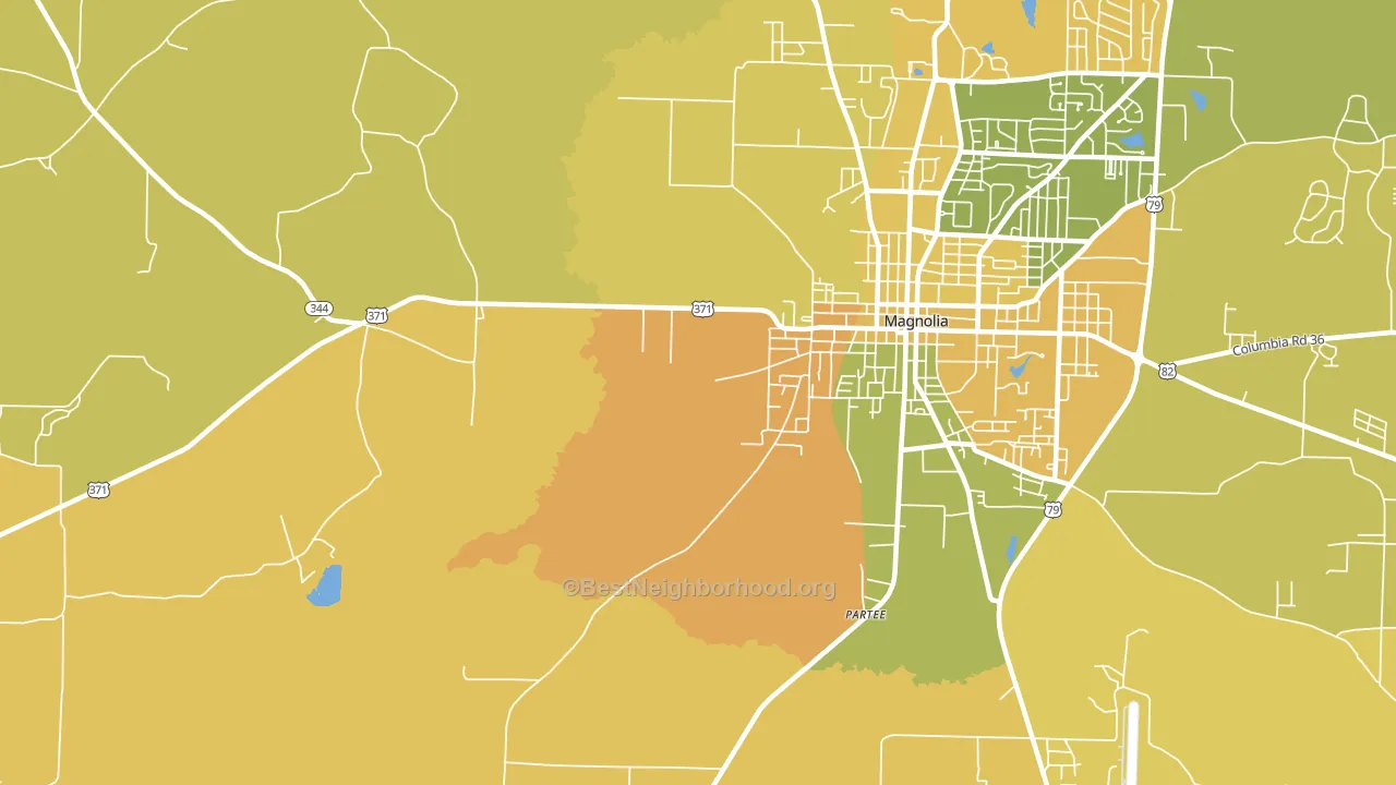 Partee, AR block-group voter-turnout map