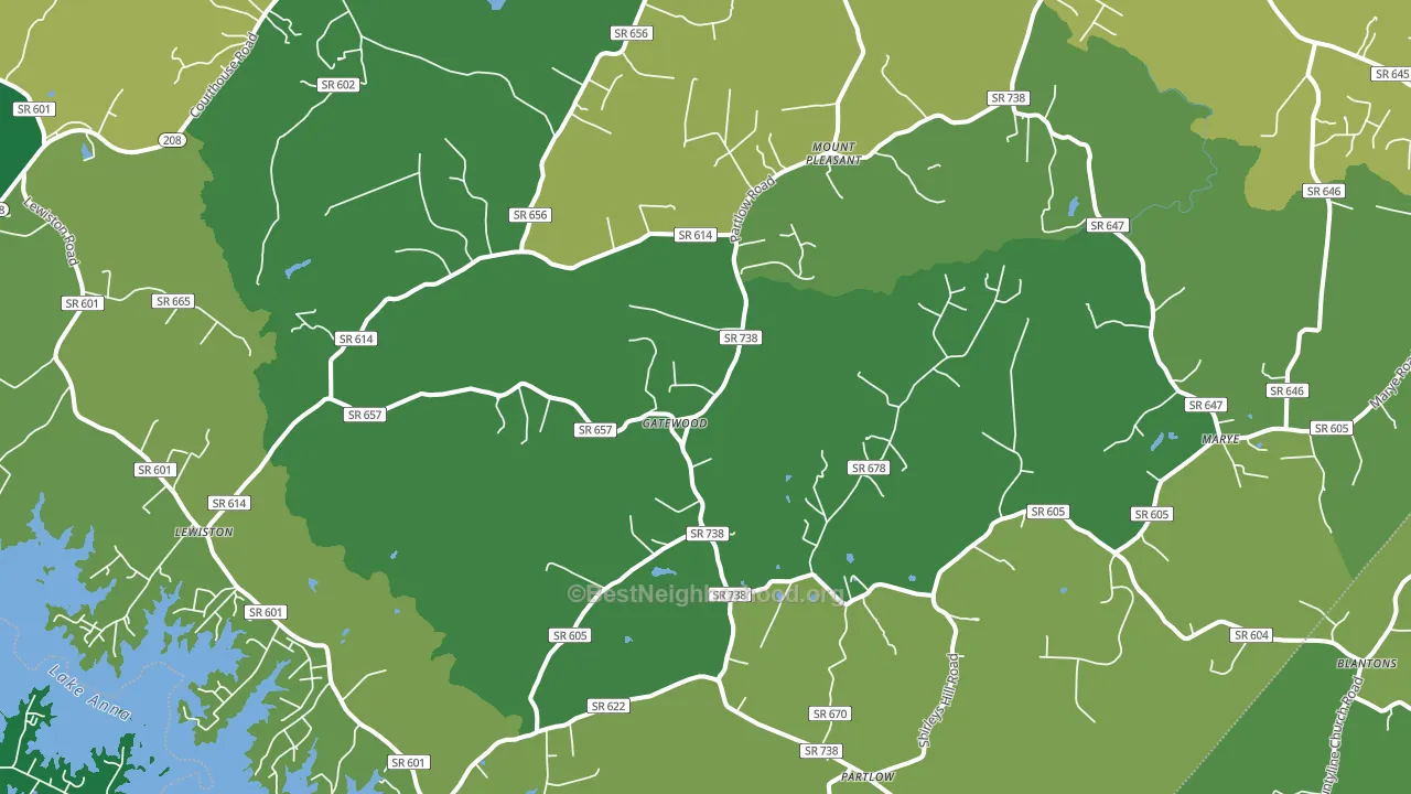 Partlow, VA block-group voter-turnout map
