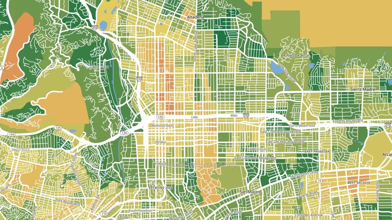 Pasadena, CA block-group voter-turnout map